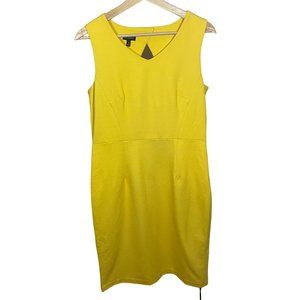 Talbots Yellow Sleeveless Sheath Dress Knee Length V Neck Cutout Detail NWT Size